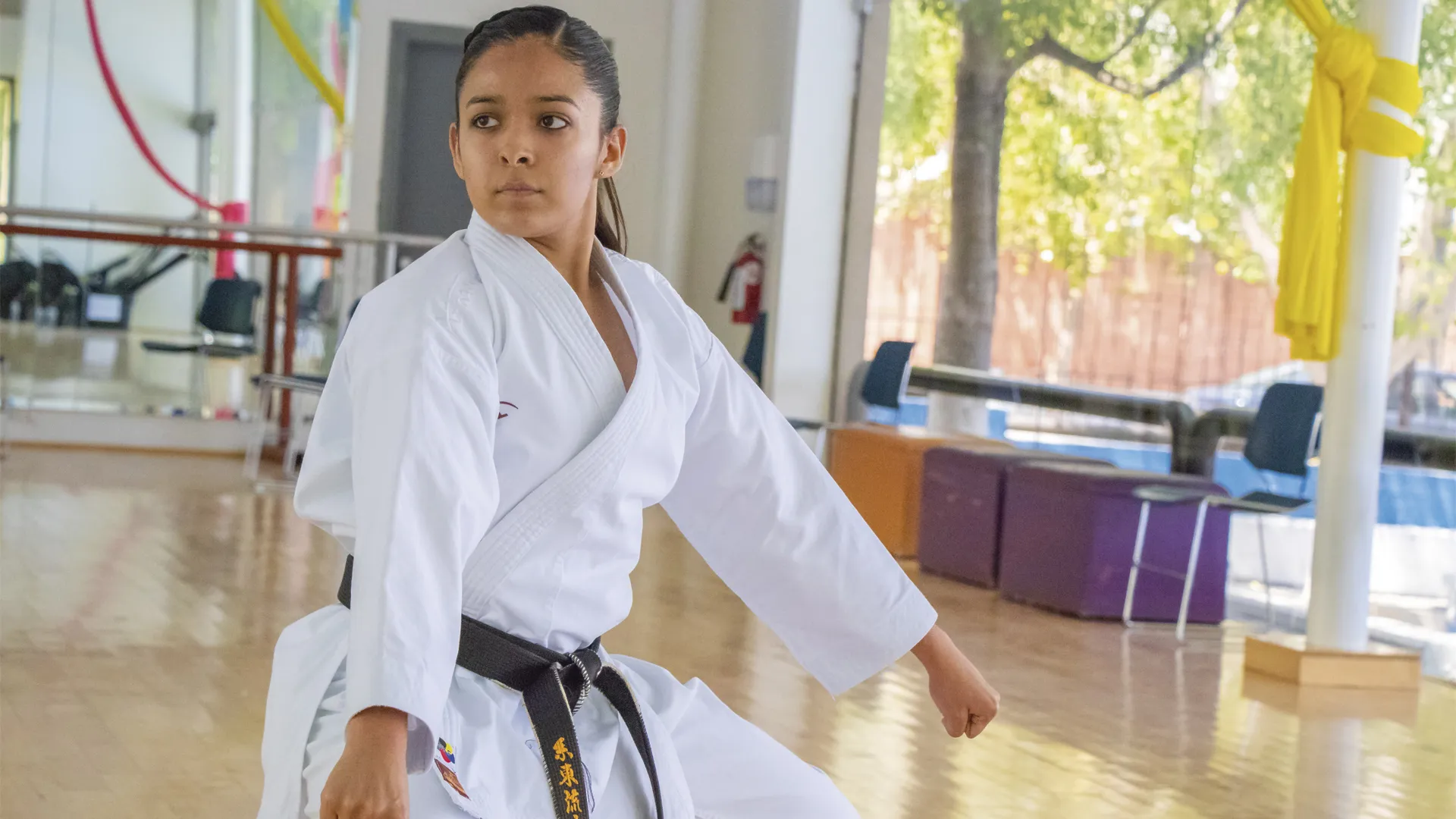 Carolina en posición de combate.