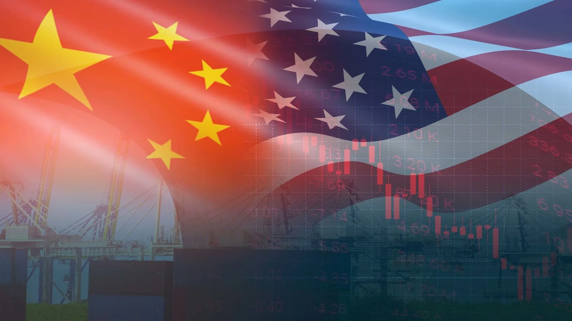 Foto bandera China y Estados Unidos