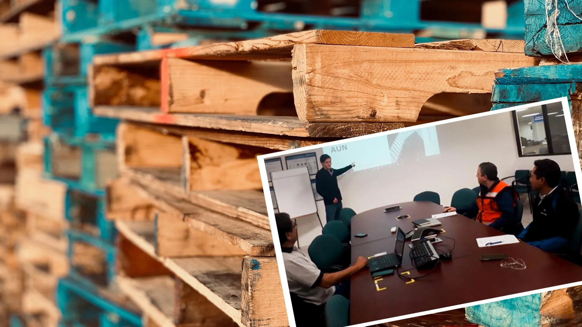 Tarimas de madera con fotografía sobrepuesta del estudiante.