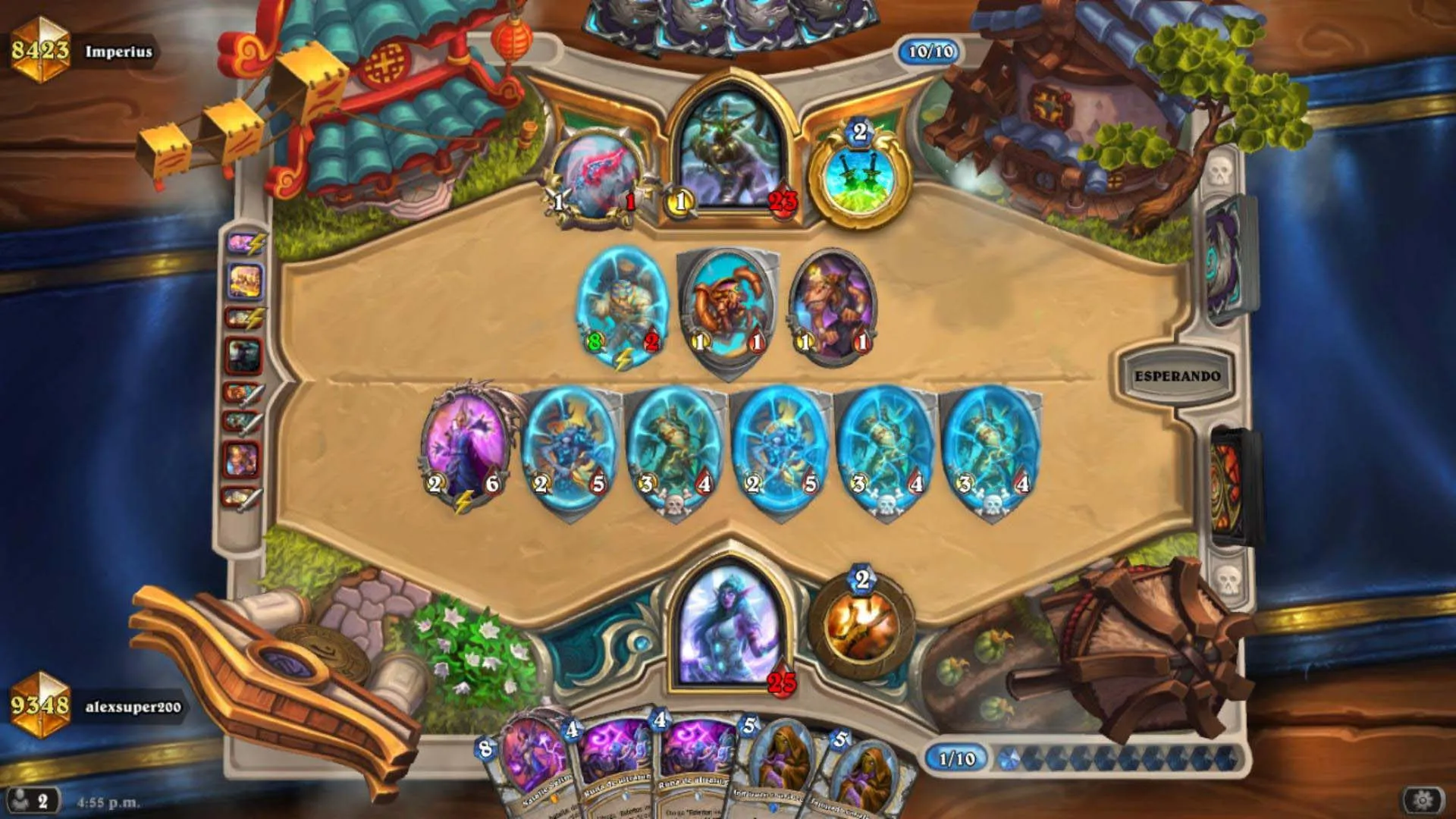 Jugadores de esports en partida de hearthstone