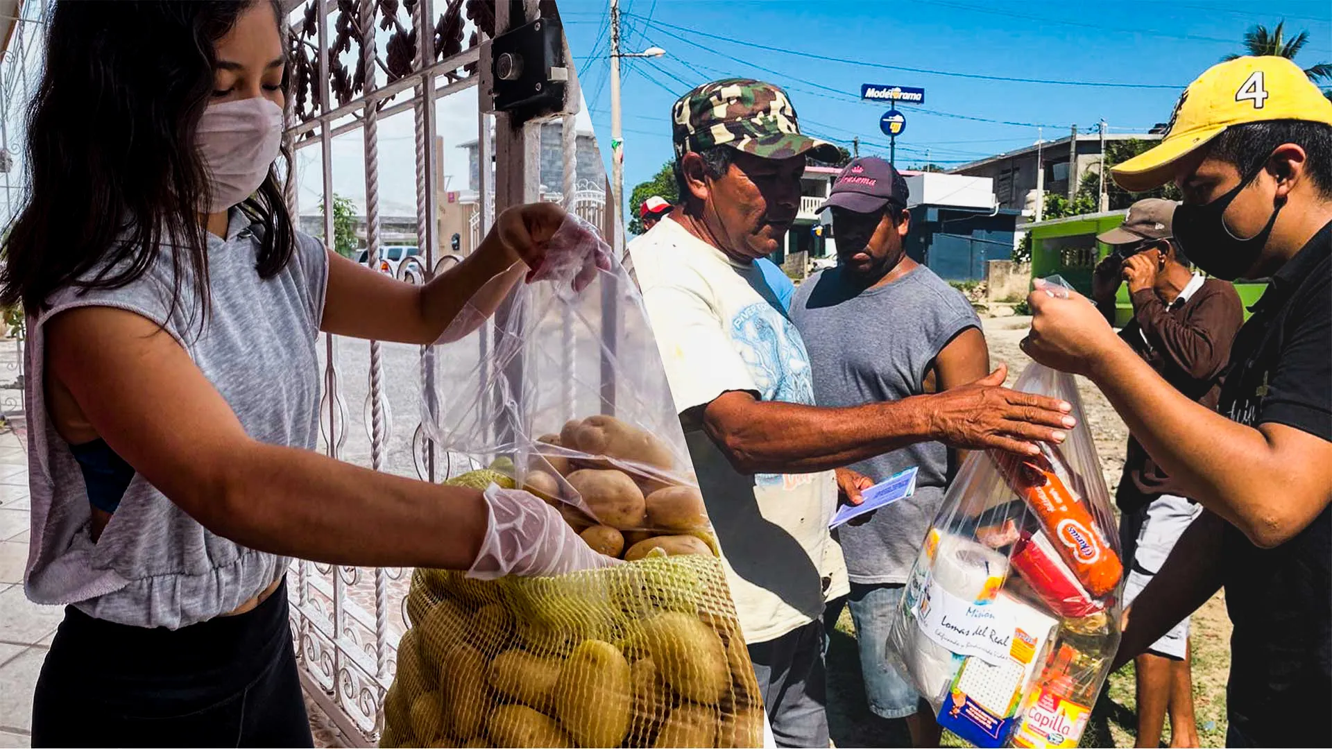 Borregos del Tec de Monterrey entregando despensas