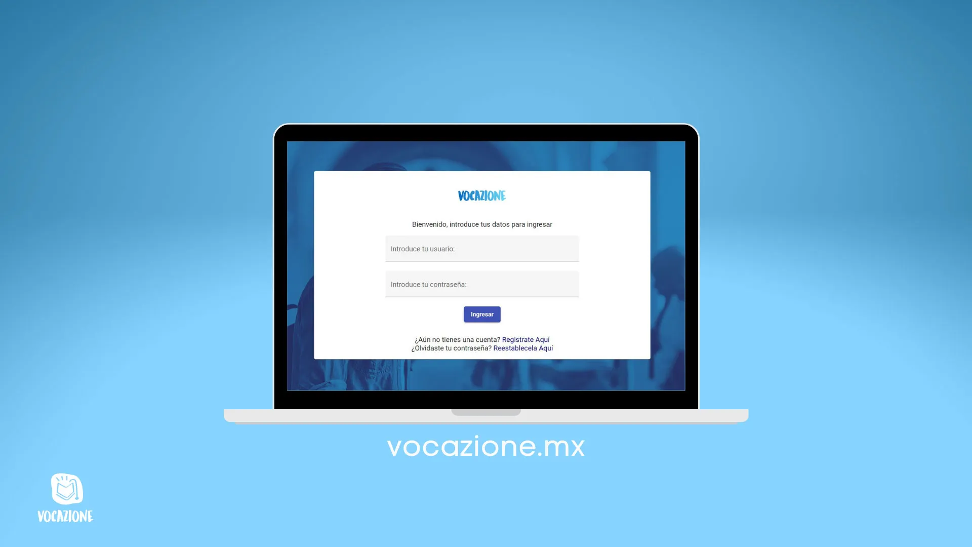 Página de registro plataforma Vocazione