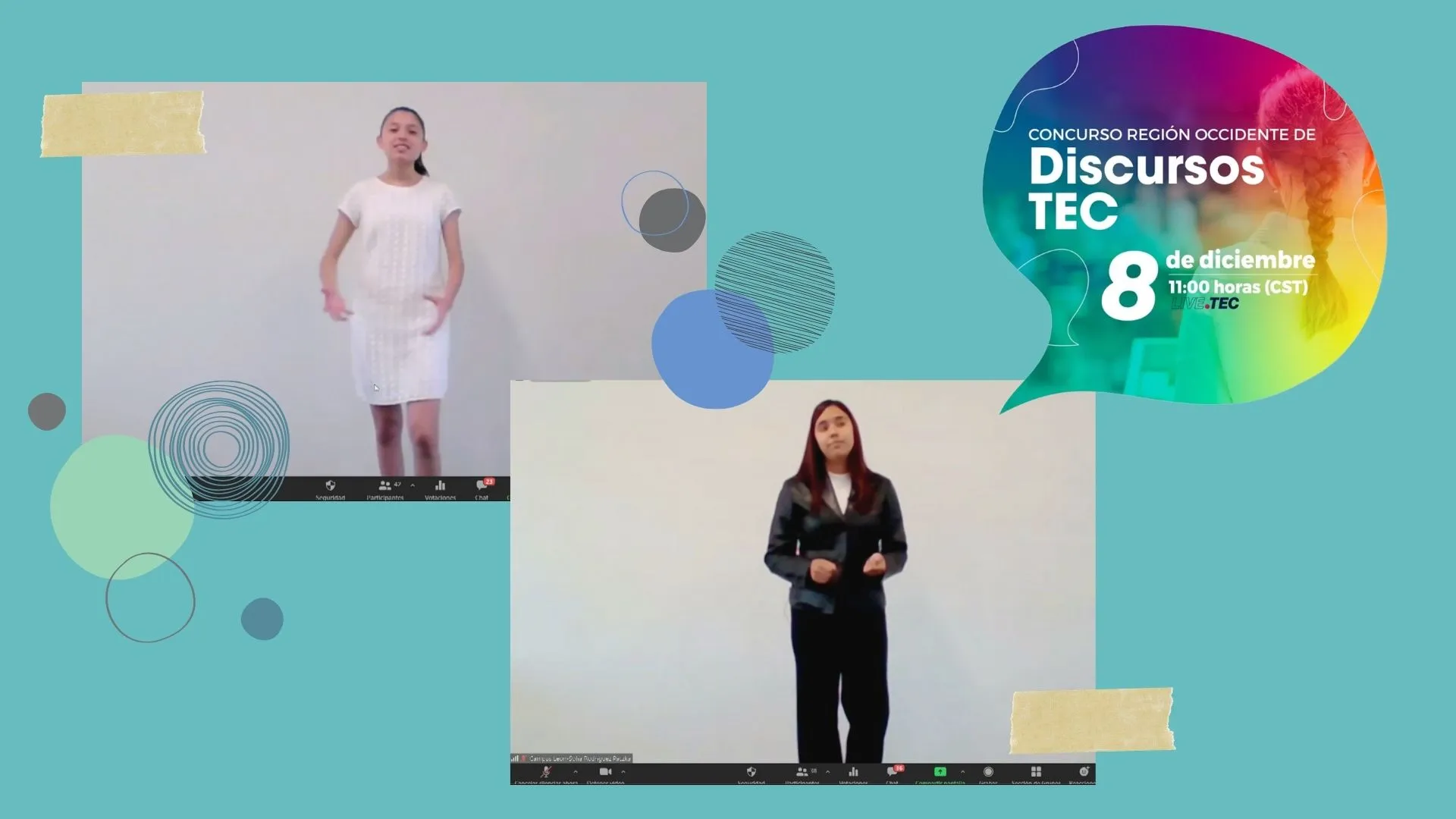 Ganadoras del primer y tercer lugar del Concurso Discursos Tec