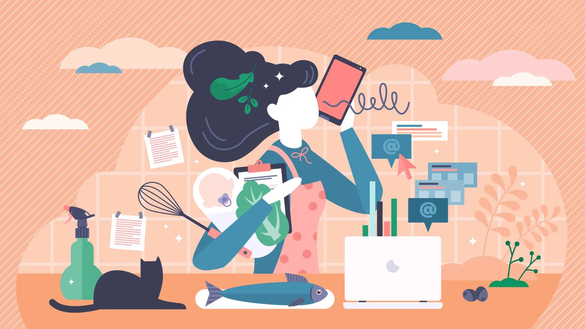 Balance de tareas de una mamá trabajadora