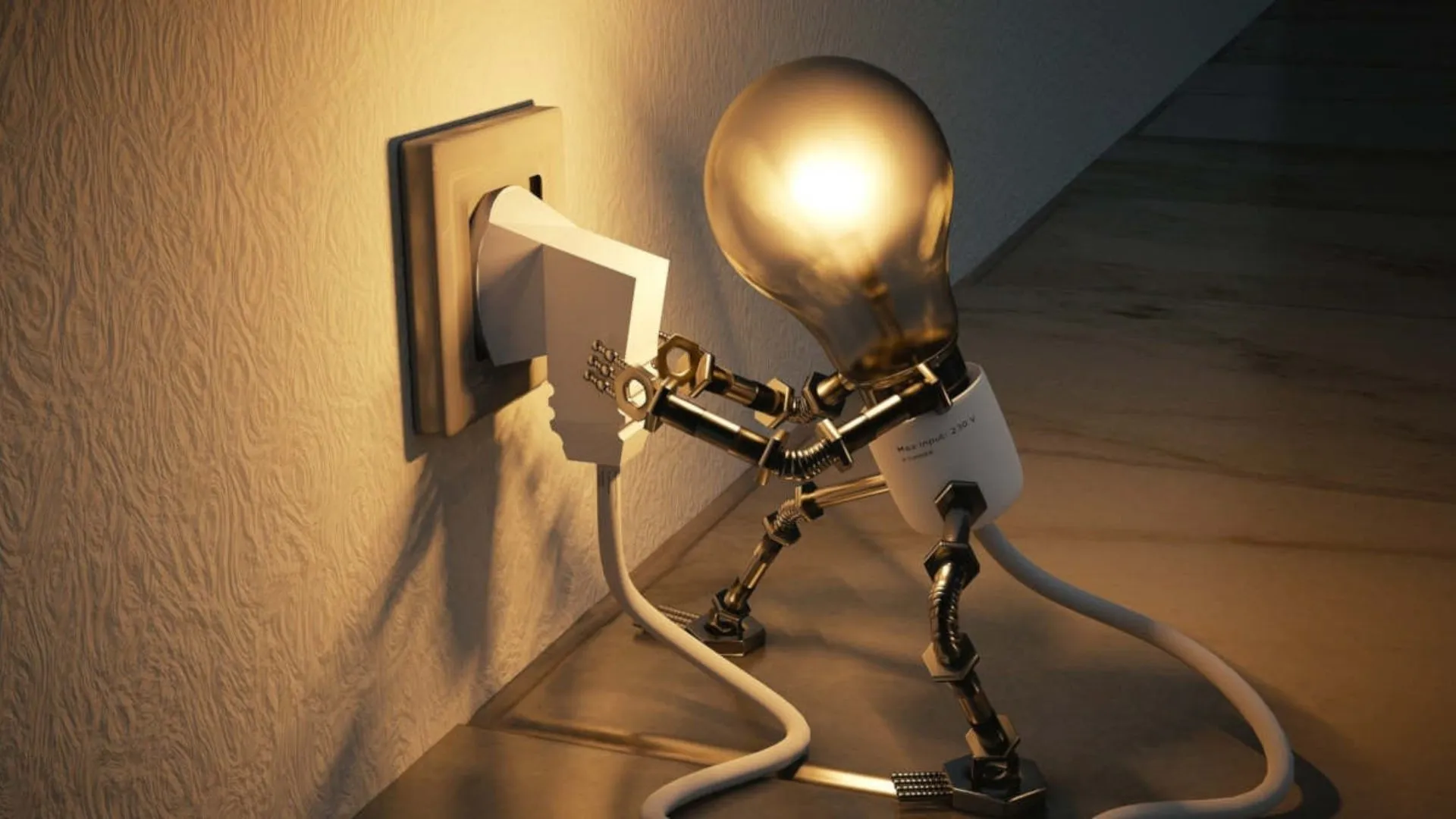 Foto sosteniendo un cable enchufado