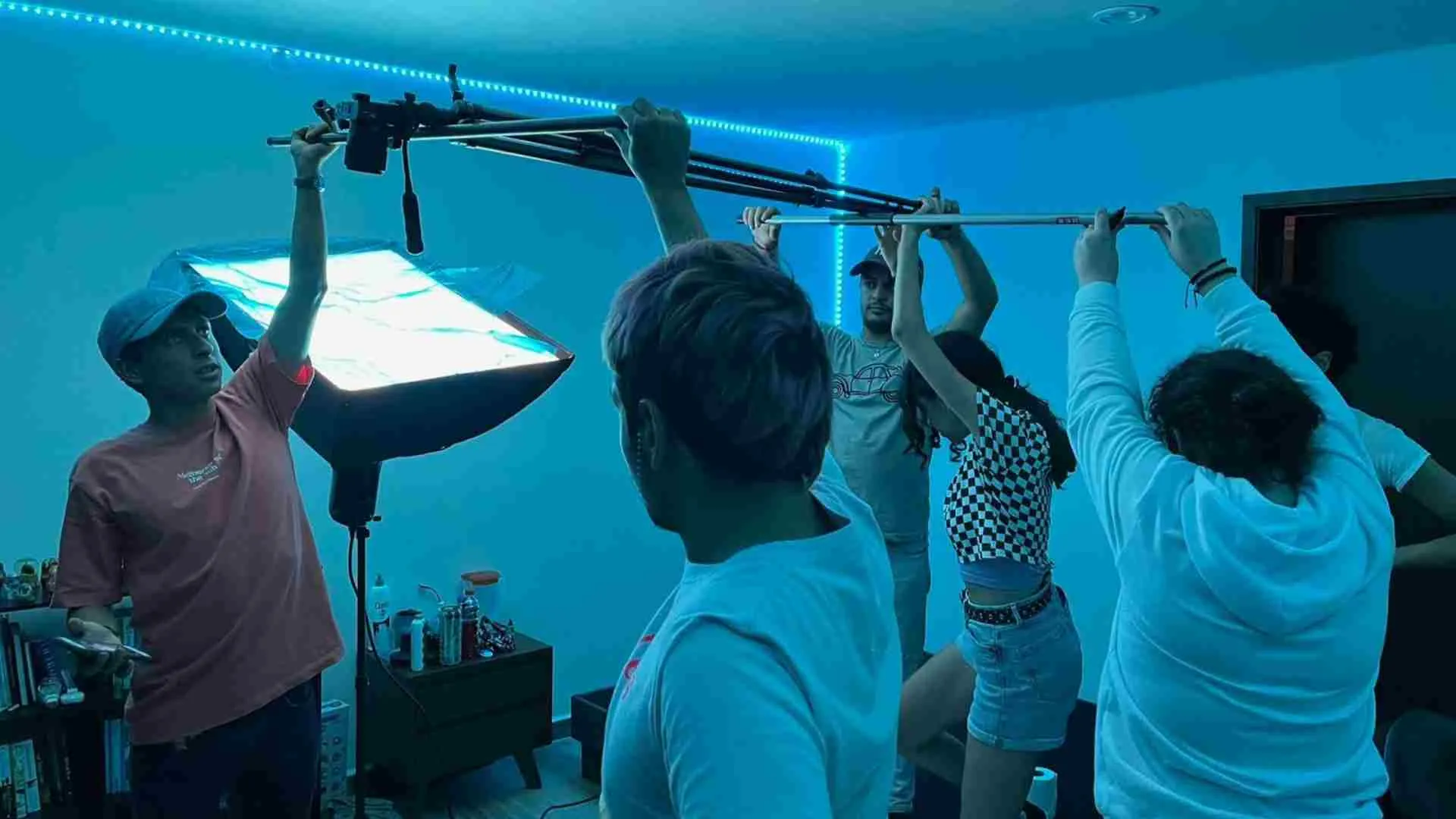 Grabación del corto de Antarabhava, mostrando el equipo utilizado..