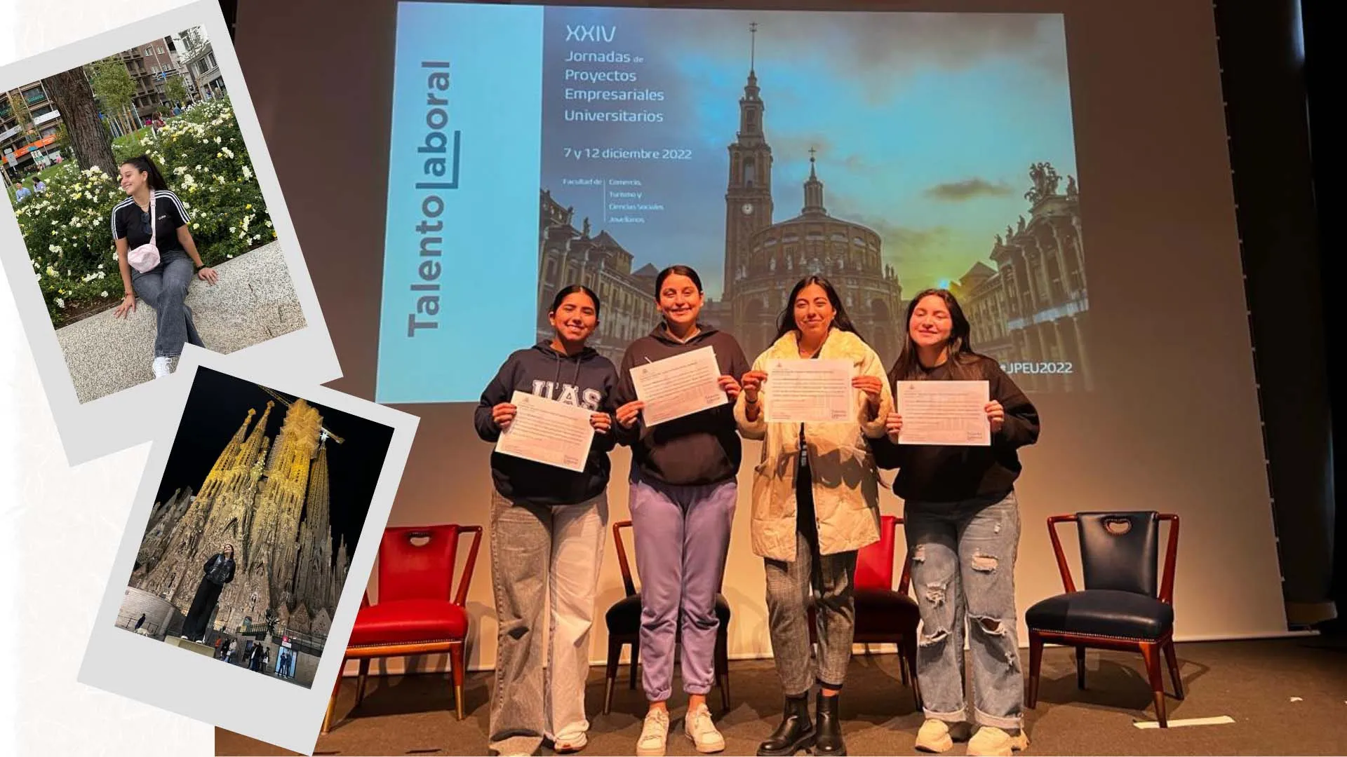 Vanessa y su equipo recibiendo el primer lugar del concurso.