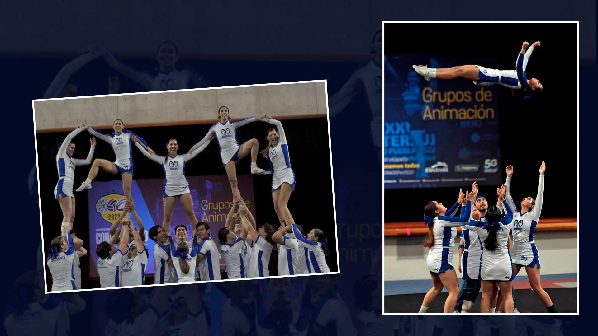 Equipo Cheer Borregos campus Monterreyson campeones en CONADEIP 2023.