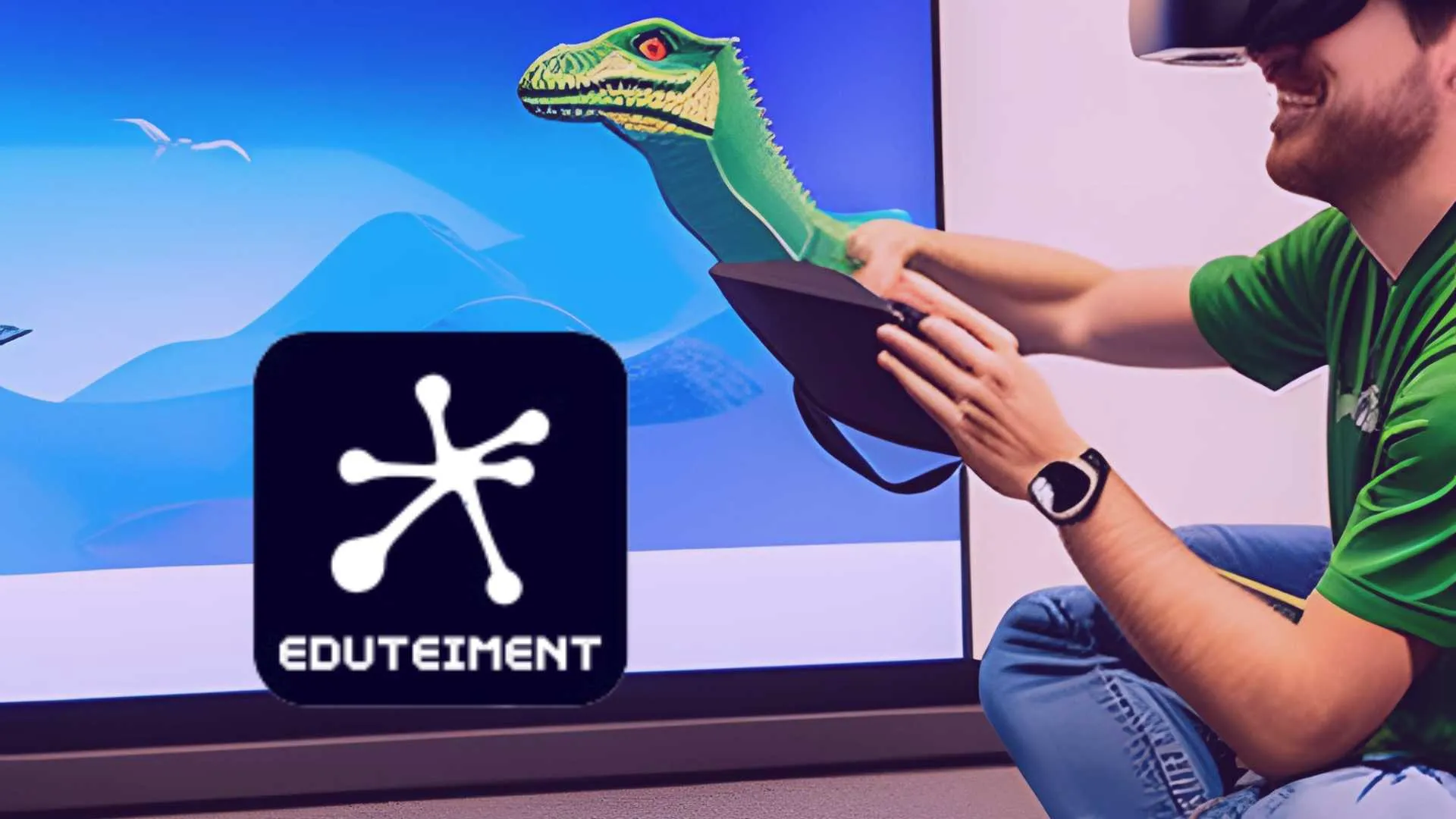 Estudiante aprende con plataforma Eduteiment sobre los dinosaurios 