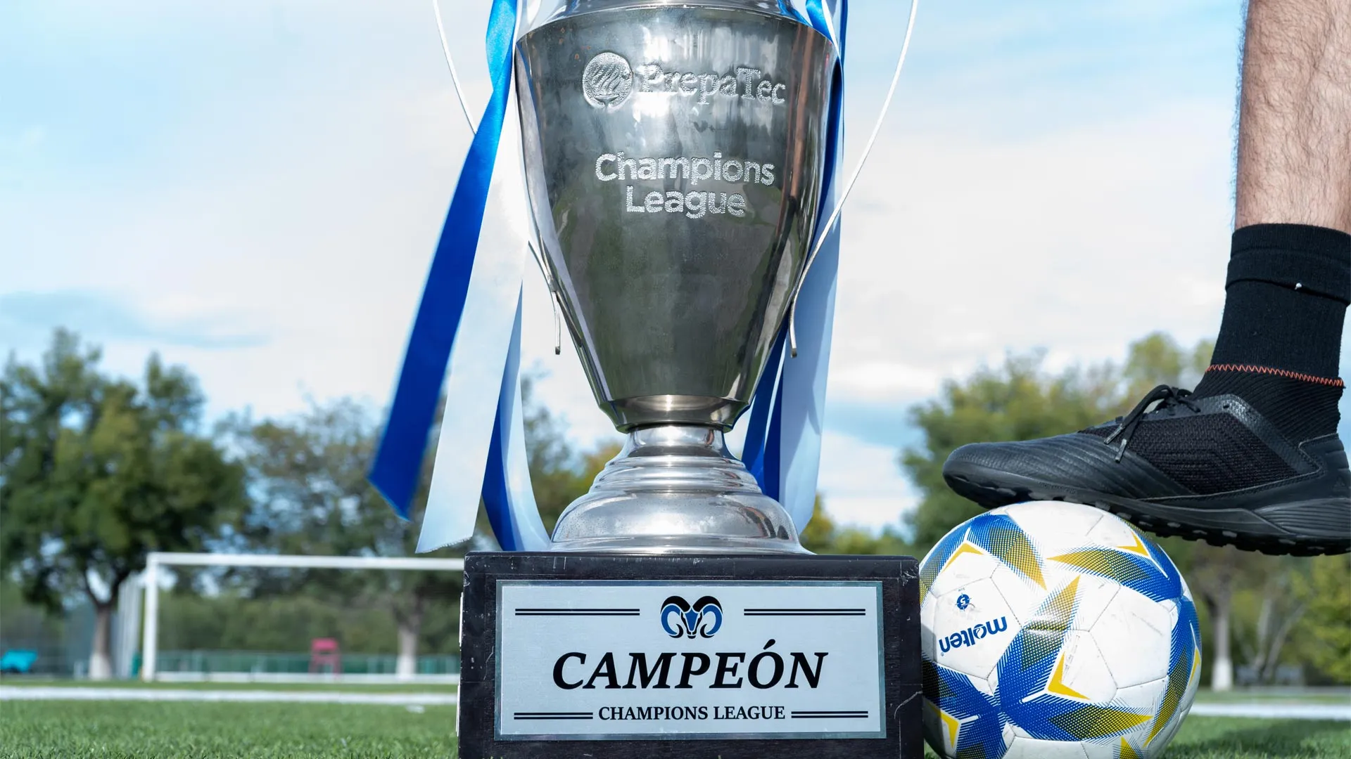 Copa de la Champions League sobre la cancha