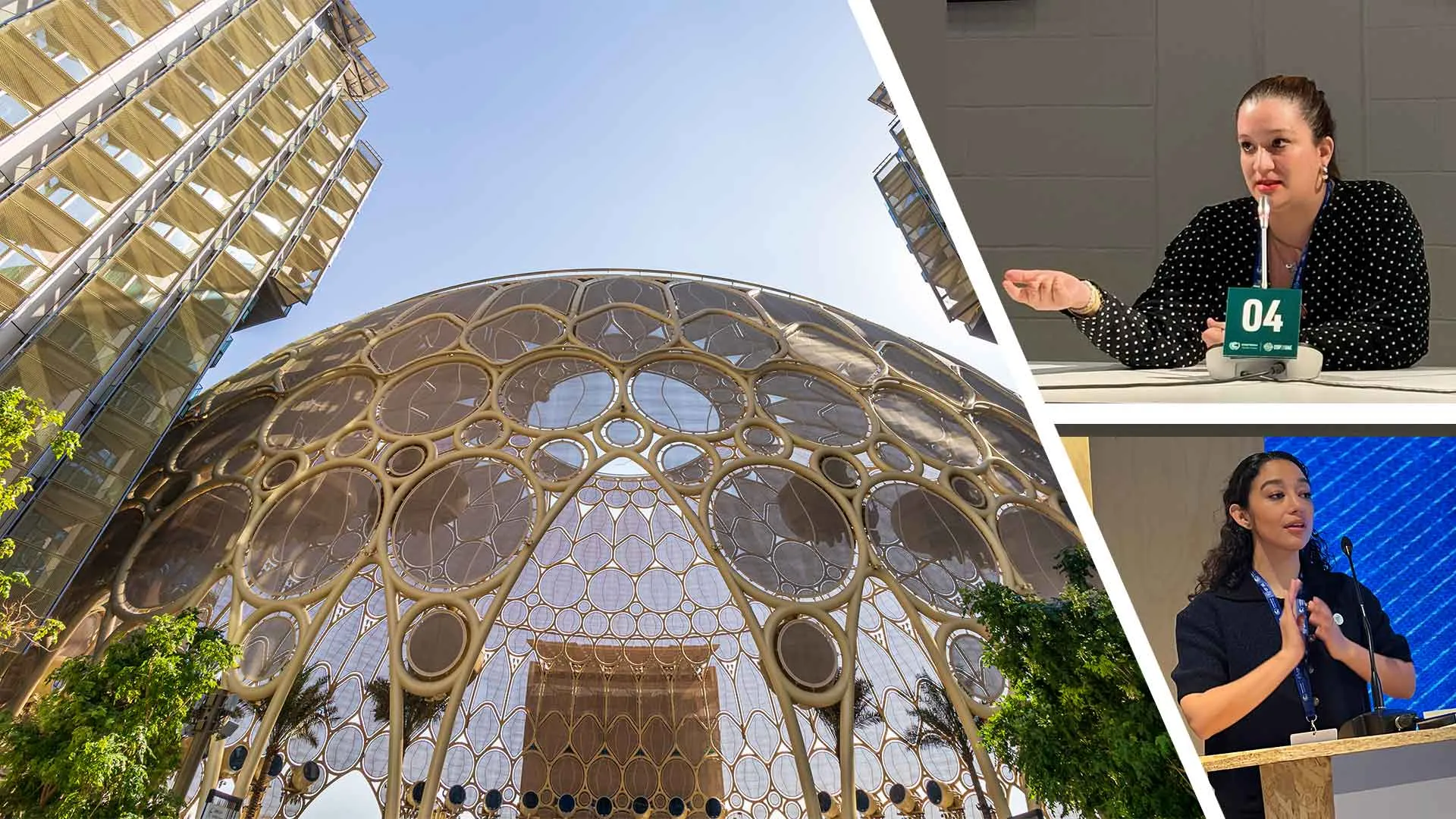 María Fernanda Cámara y Frida Treviño, EXATEC del Tec formaron parte de la COP28 en Dubái.