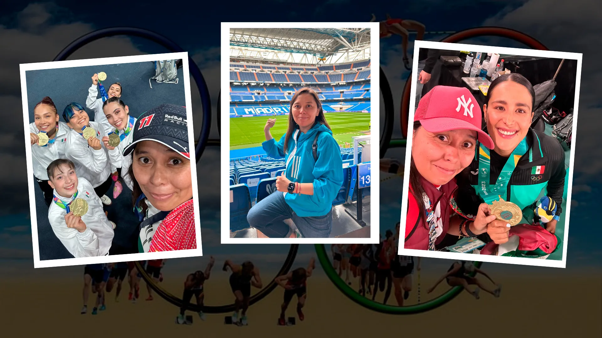 Frida acompañada de atletas mexicanas