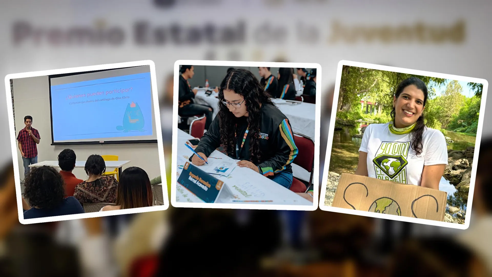 Berenice Bernal, Sebastián Jaiovi y Martha Colunga, del Tec, ganaron el Premio Estatal de la Juventud 2024.