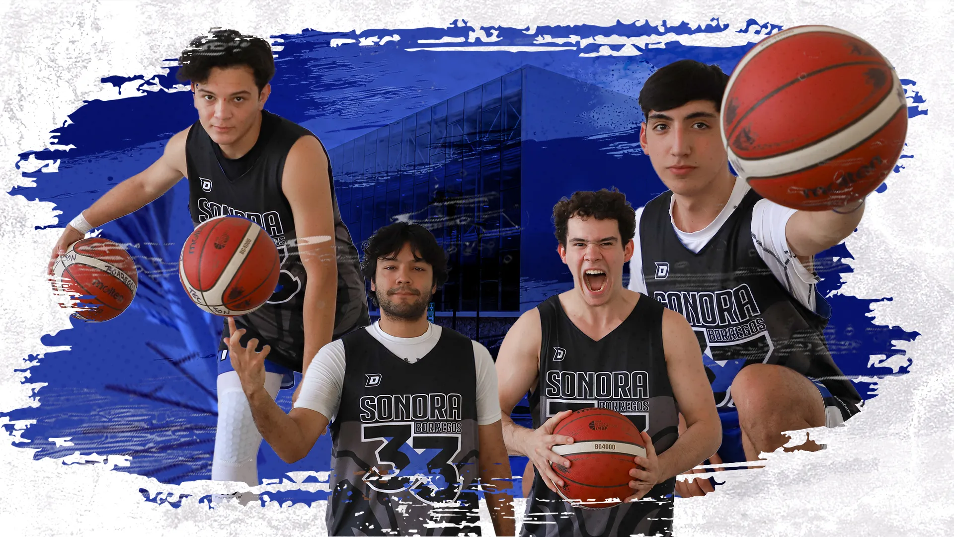 Montaje de fotos de 4 basquetbolistas.