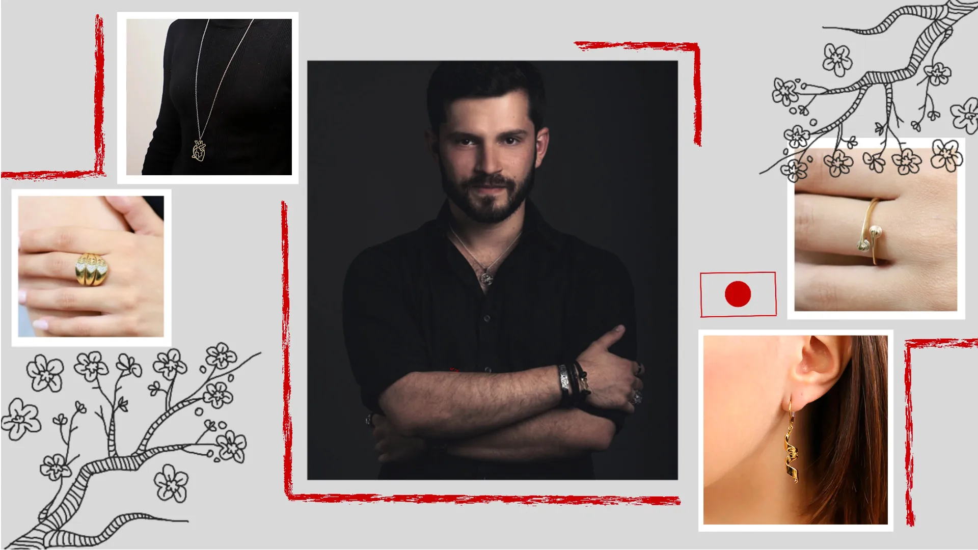Collage con imágenes de la colección de joyas diseñada por egresado del Tec de Monterrey campus Laguna