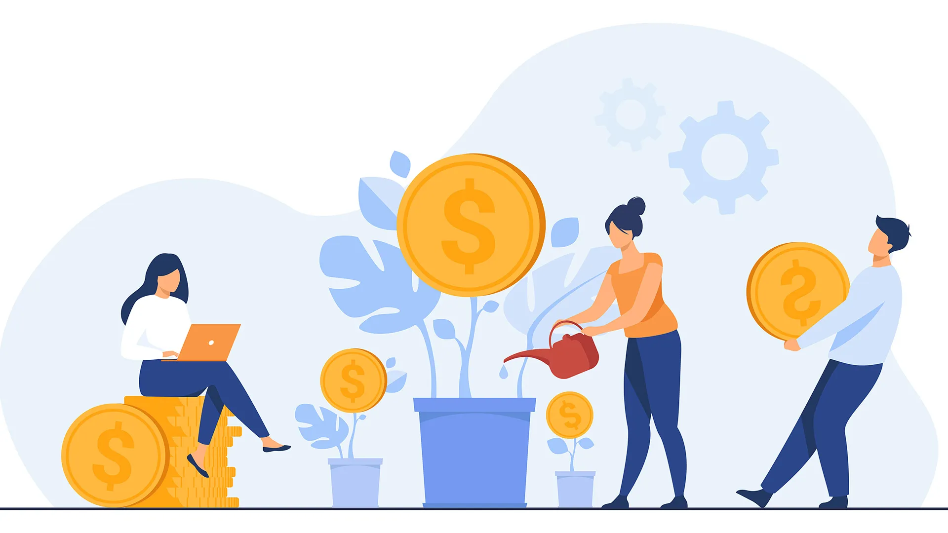 Ilustración de personas invirtiendo