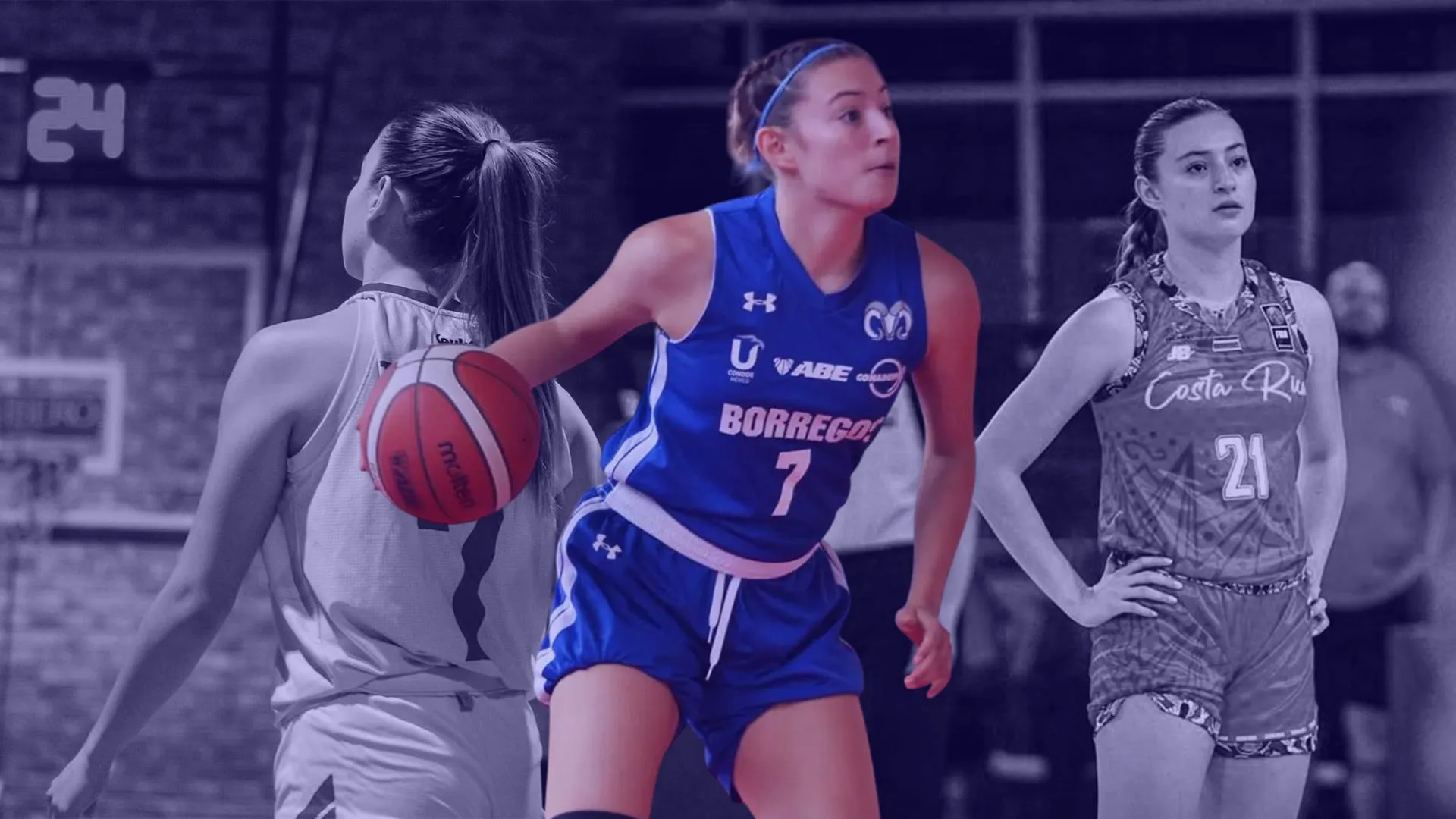 La atleta en varios de sus partidos de básquetbol.