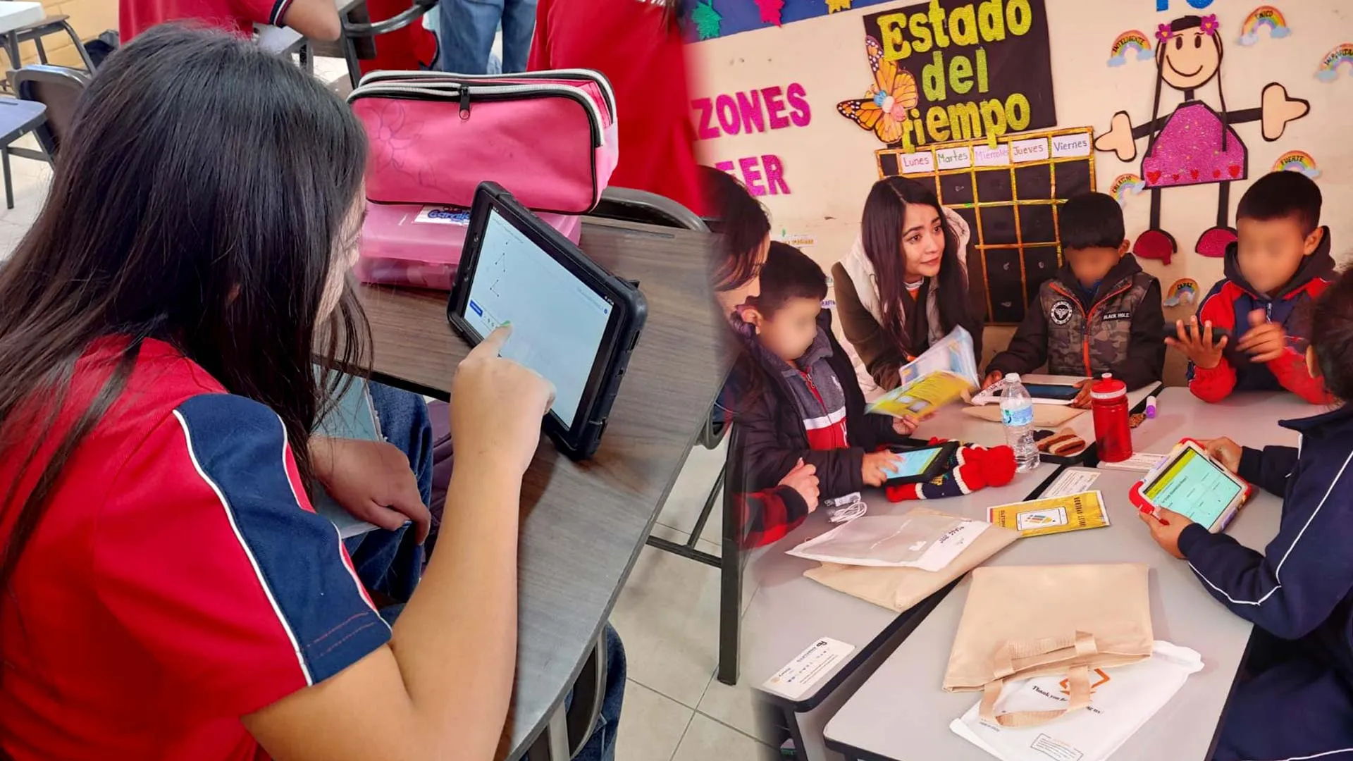 Niños y niñas interactúan con las tablets brindadas a través del programa "Tablet Aprendo".