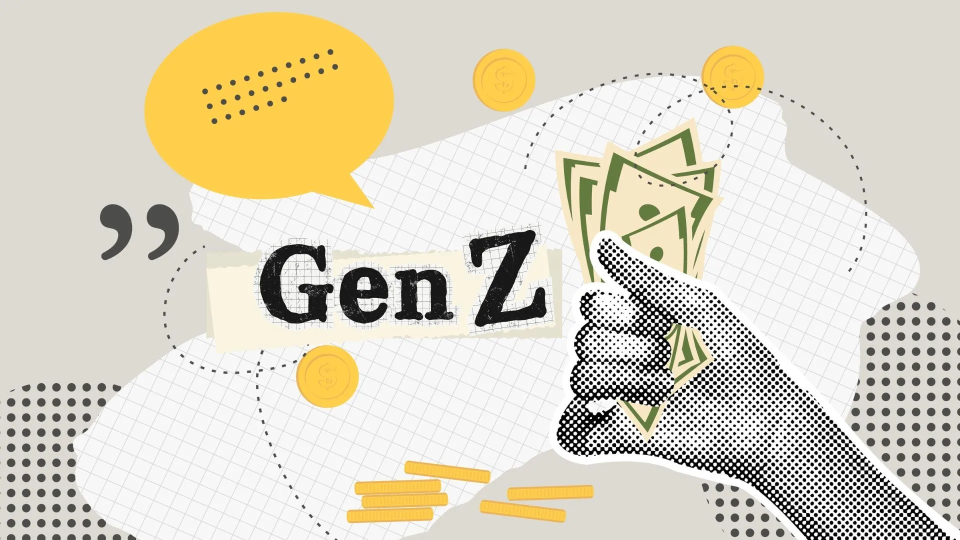 Imagen conceptual con comprador joven de la generación Z