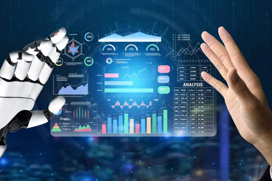 Un panel de control avanzado de rendimiento financiero y empresarial de IA. Una interfaz de IA profesional para el an&aacute;lisis profundo de las m&eacute;tricas de la empresa.