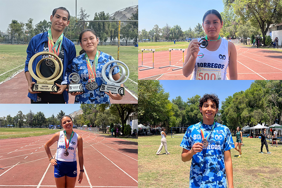 Estudiantes del Tec campus Estado de M&eacute;xico con medallas y trofeos obtenidos en el Campeonato Nacional de Atletismo CONADEIP 2026.
