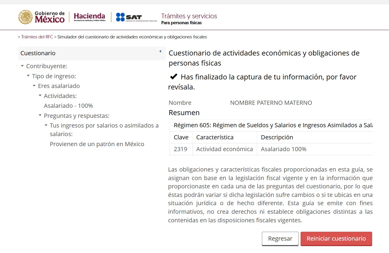 informaci&oacute;n aparece precargada en la plataforma del SAT