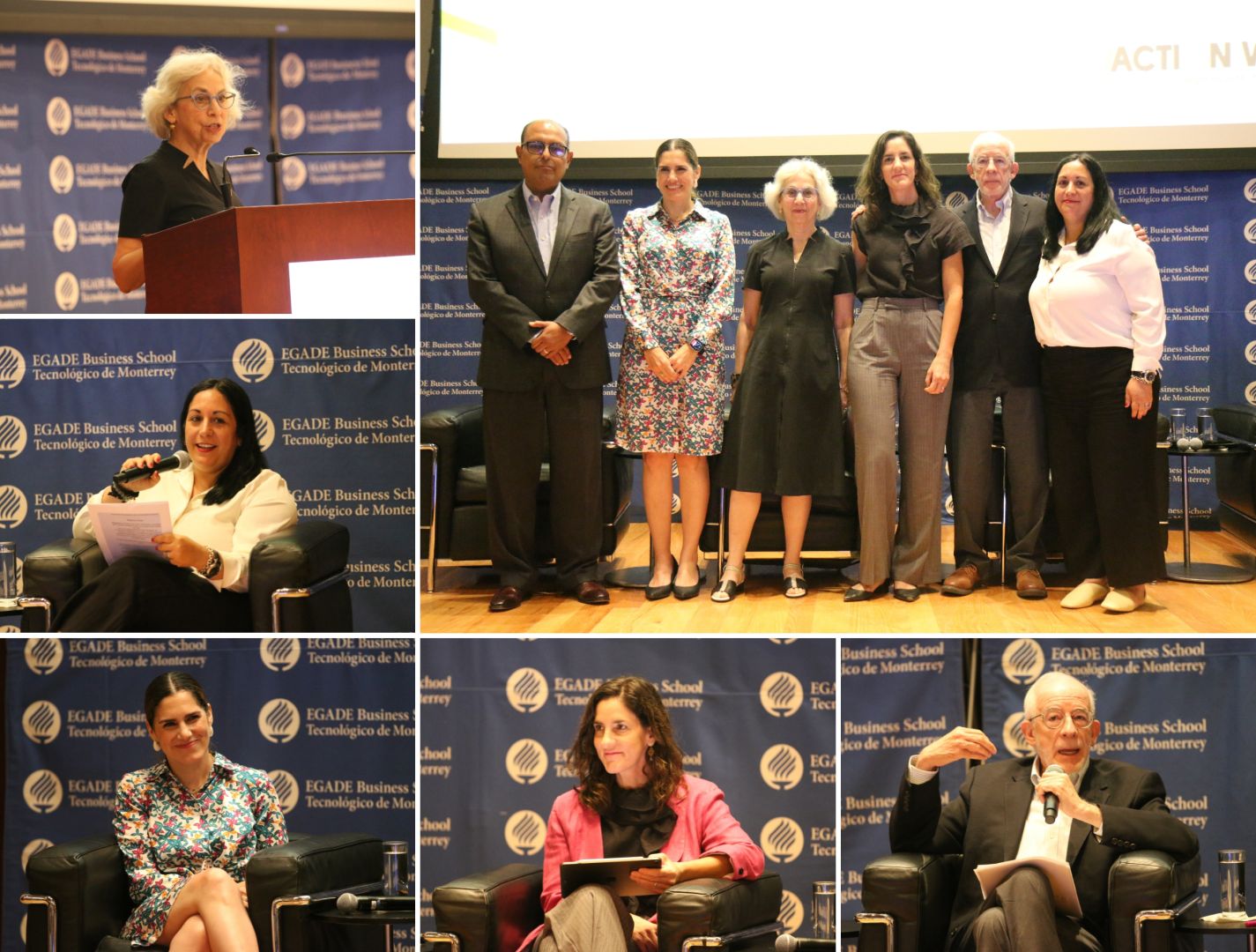 Melissa Berman (arriba, a la izquierda) , reconocida internacionalmente por su liderazgo en la filantropía, con los invitados a la conferencia magistral. 