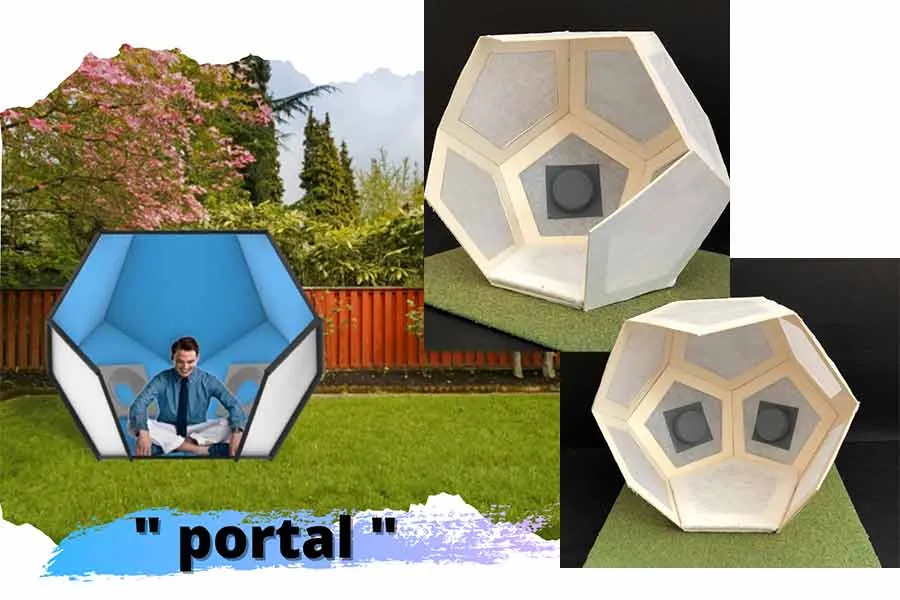 Habit&aacute;culo creado por alumnos. Propuesta: Portal. Al lado derecho, maqueta a escala
