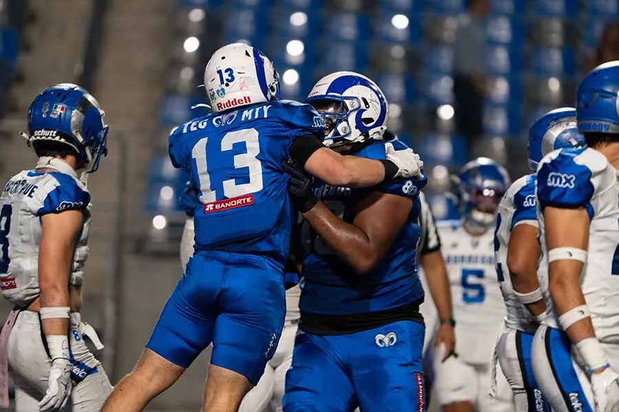 Hugo Gonz&aacute;lez, jugador de Borregos Monterrey, en semifinal de ONEFA contra Borregos Puebla. 