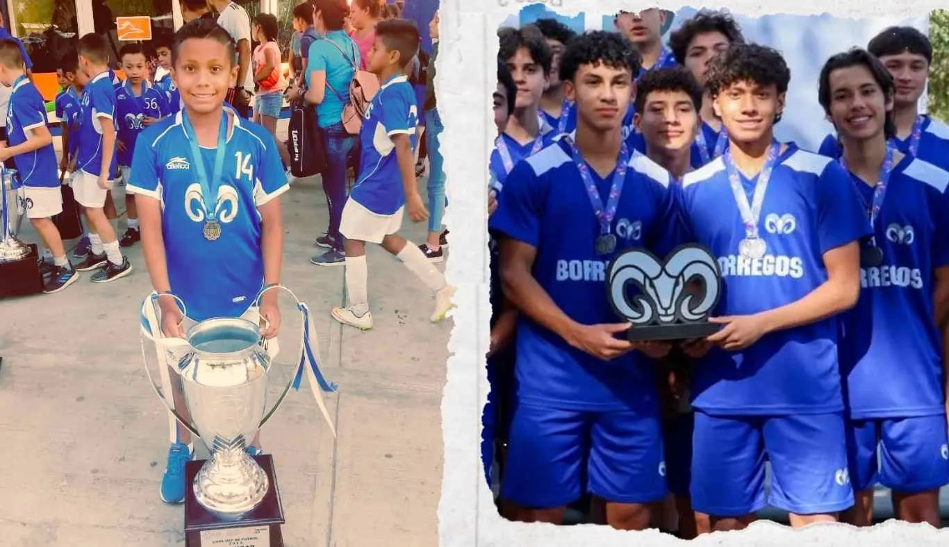 Jes&uacute;s de peque&ntilde;o y posteriormente como parte de la selecci&oacute;n del Tec Campus Tampico. Fotos: cortes&iacute;a Jes&uacute;s Rivera.
