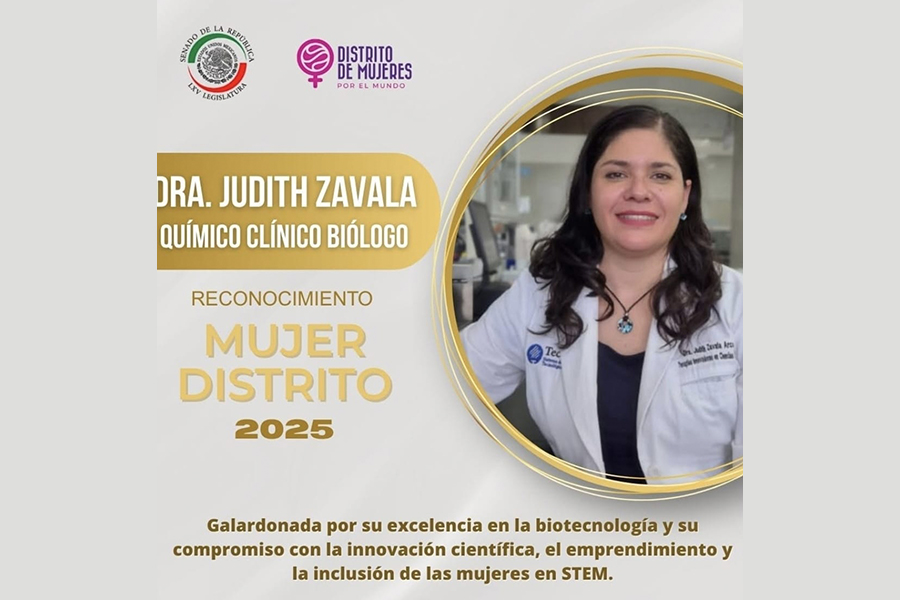 Judith Zabala recibe el Premio Mujer Distrito 2025 en el Senado de la República por su labor científica.