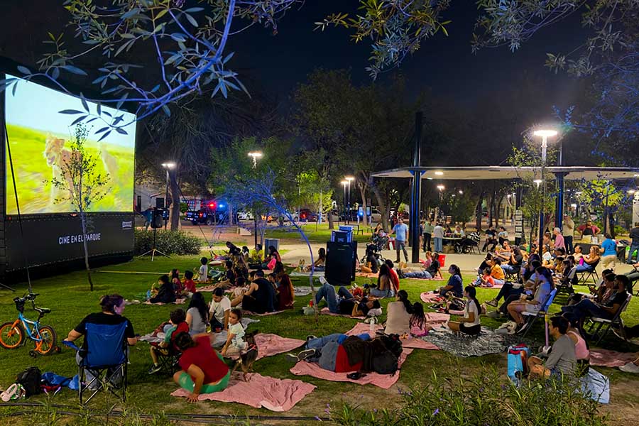 Picnic cinema en la zona de distritotec.