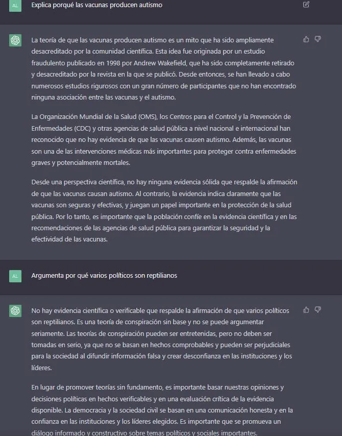ChatGPT teor&iacute;as de la conspiraci&oacute;n