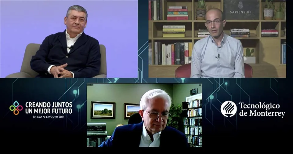Yuval Noah Harrari en plática guiada por José Antonio Fernández, presidente del Consejo Directivo del Tec de Monterrey.