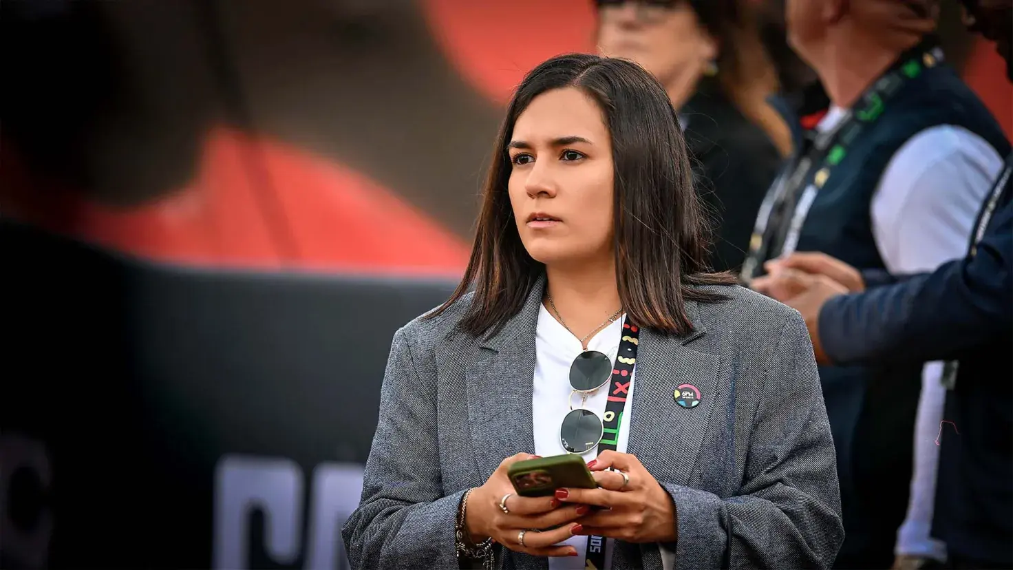 María Fernanda Fregoso en la gestión de un partido