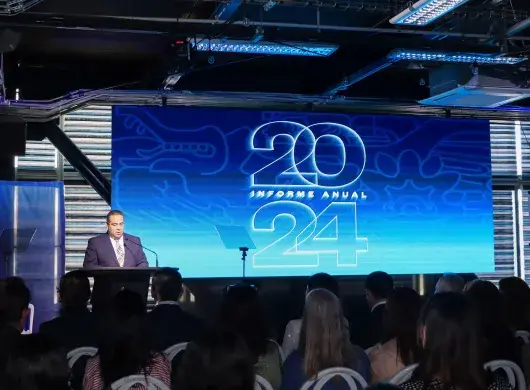 Director general presentando en informe anual 2024