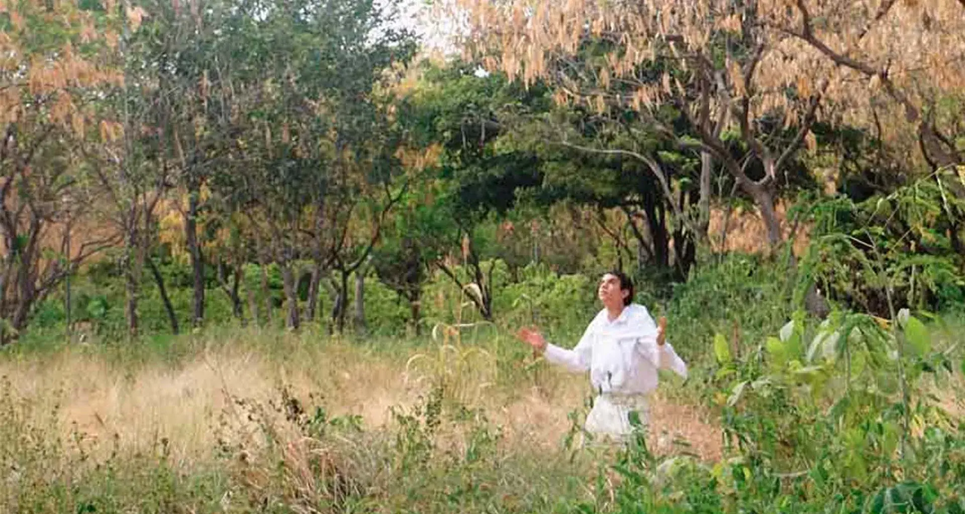 alumno tec rezando en el parque