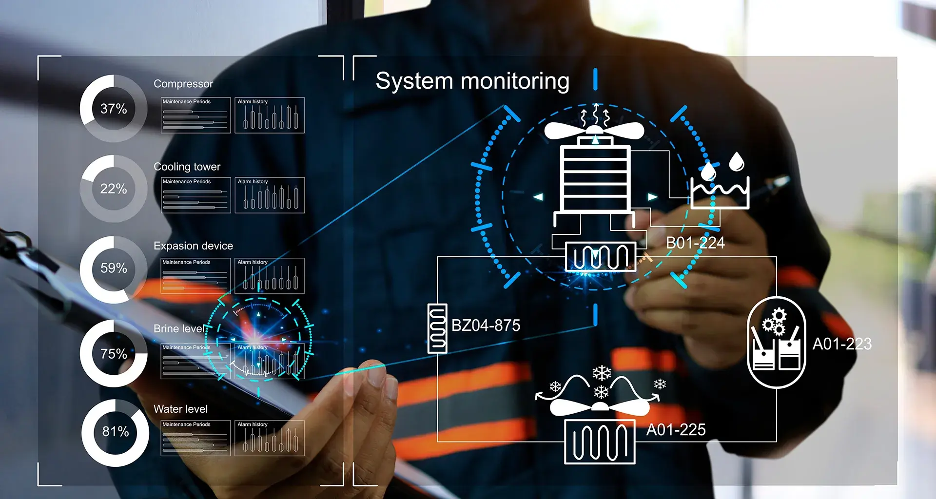 Hombre usando tecnología en servicios del hogar e industria