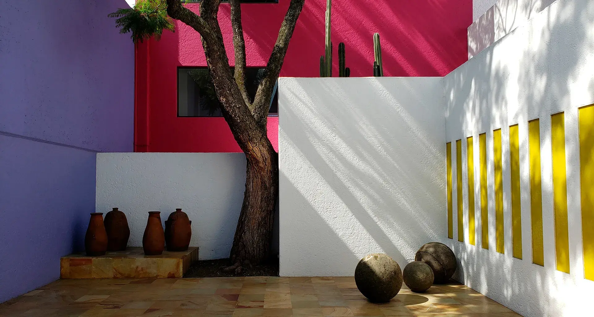 View of the courtyard of the Luis Barragán House, in Mexico City