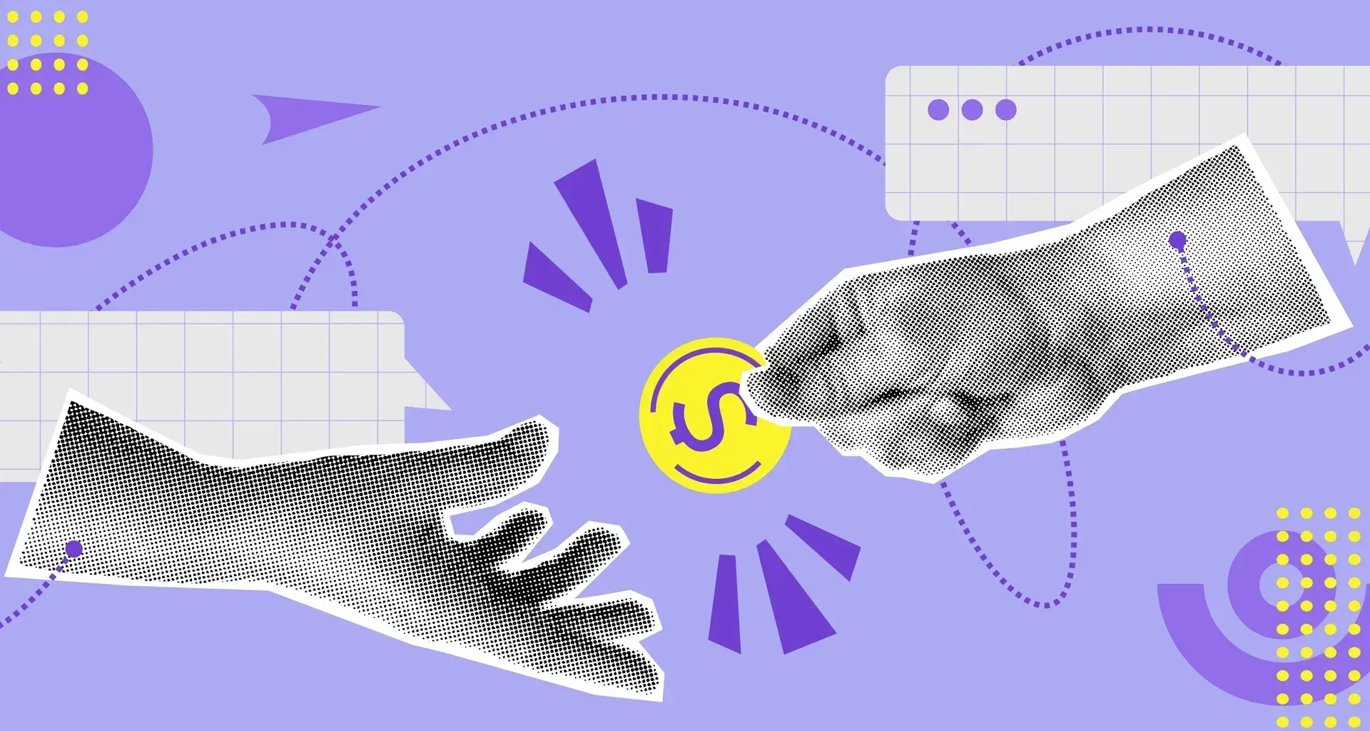 Concepto de ahorro, una mano da dinero a otra 