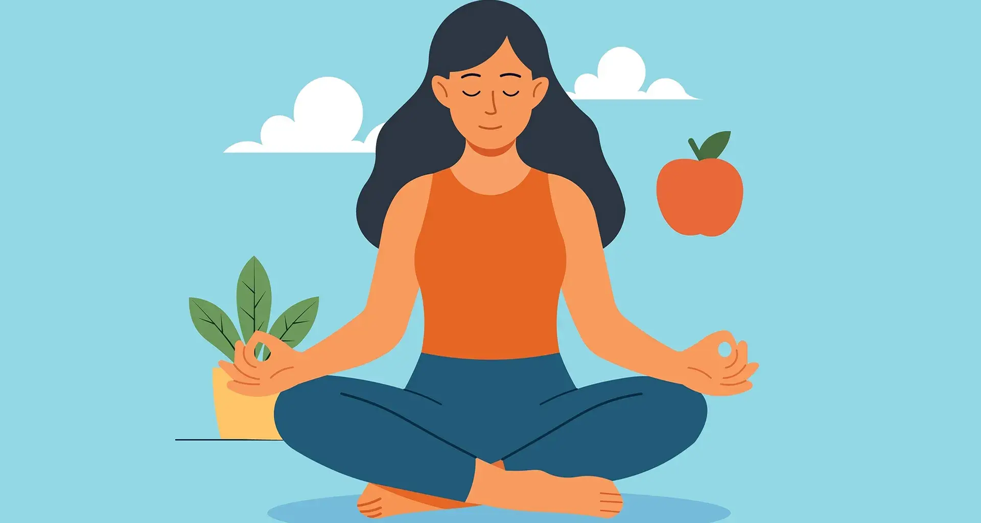 Ilustración mujer meditando