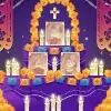 Ilustración de un altar de muertos