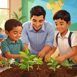 Imagen generado con IA sobre un profesor enseñando ecología a sus alumnos