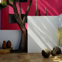 View of the courtyard of the Luis Barragán House, in Mexico City